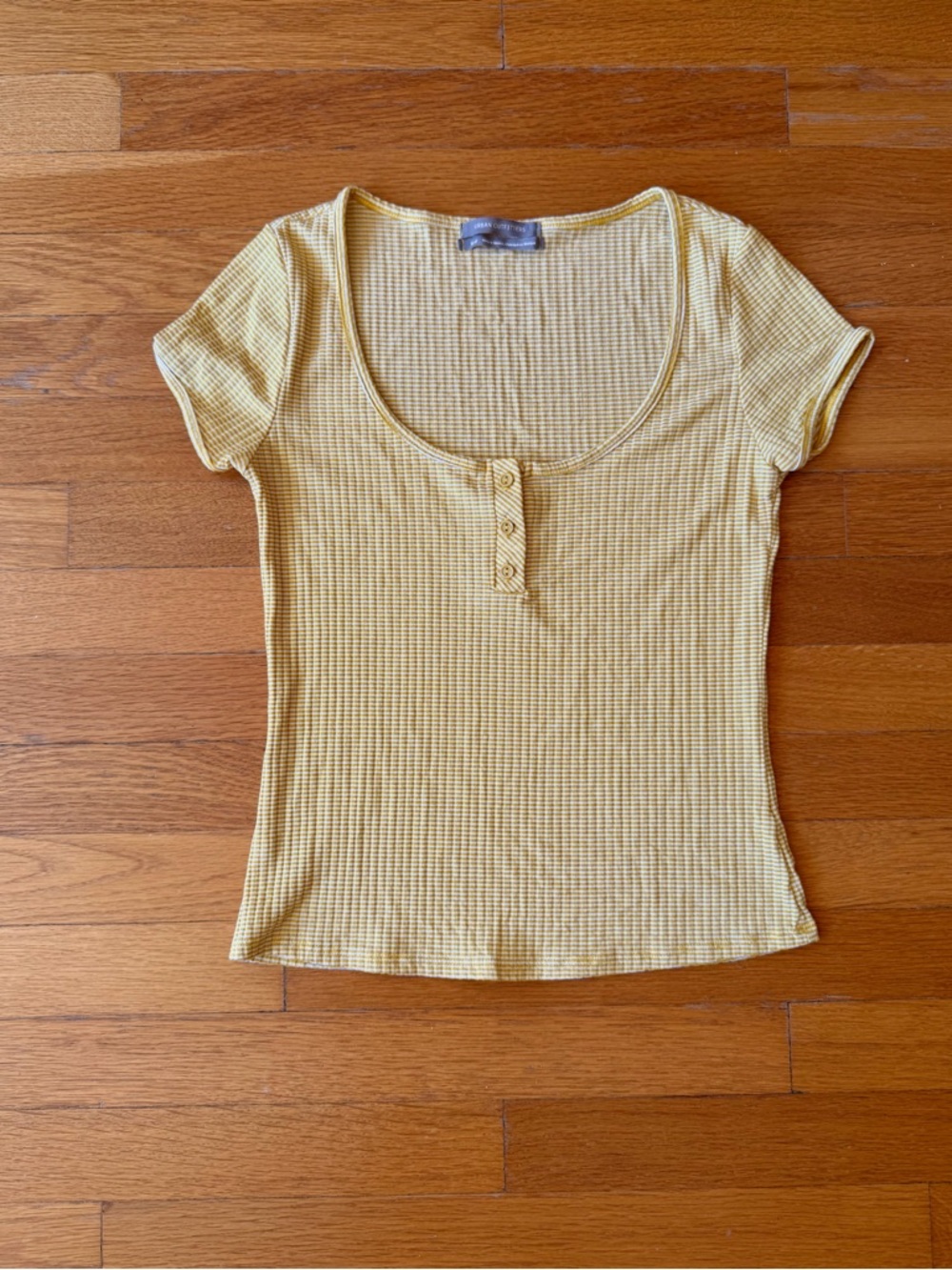 Urban Outfitters Yellow Ribbed Scoop Neck Top